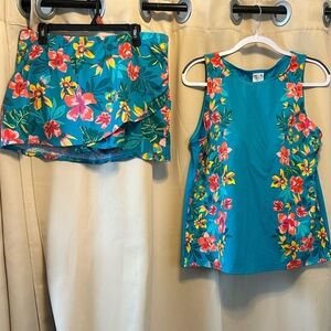 Lands' End Teal Top and Skirt Set